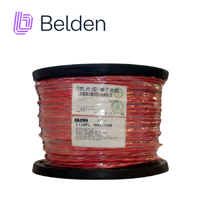 CABLE DE ALARMA CONTRA INCENDIOS BELDEN 5120FL 0021000 / INTERIOR / ROJO / 2 CONDUCTORES / 14 AWG / SOLIDO / FORRO PVC / CMR - FPLR / BLINDADO / BOBINA / 1,000 PIES 305 METROS