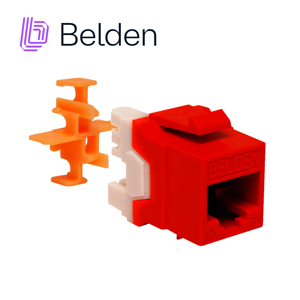 CONECTOR MODULAR JACK RJ45 CAT6A BELDEN AX104152  ESTILO KEYCONNECT NARANJA COMPATIBLE CON FACEPLATE AX102660,AX102655,AX102249 PATCH PANEL MODULAR AX103114,AX103115,AX104599 ESQUEMA DE CABLEADO T568A
