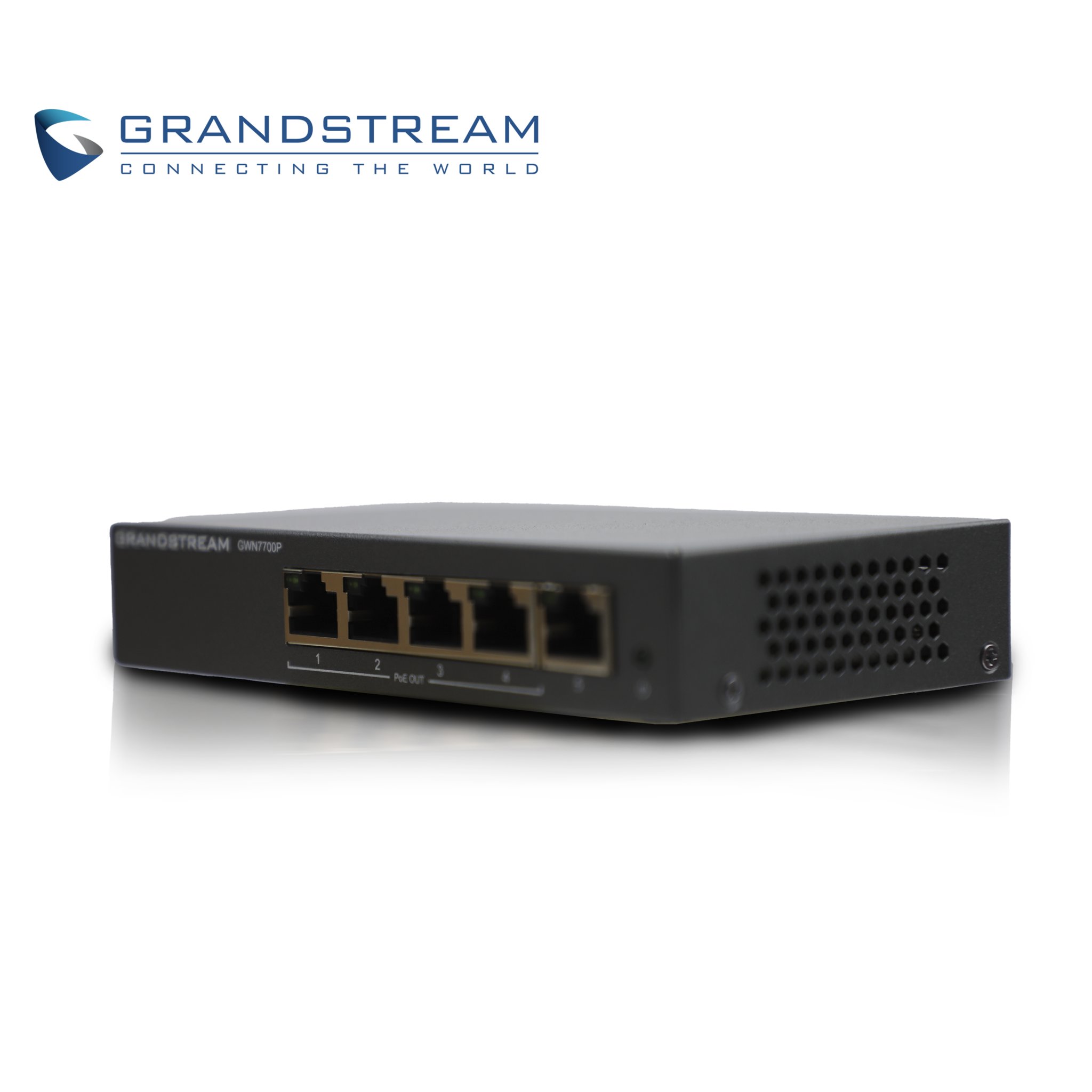SWITCH NO ADMINISTRABLE POE+ GRANDSTREAM GWN7700P / 5 PUERTOS 10/100/1,000MBPS / 4 PUERTOS POE+ AF/AT / MONTAJE ESCRITORIO/PARED / ALIMENTACION 48-53VCD/1.22A / METALICO