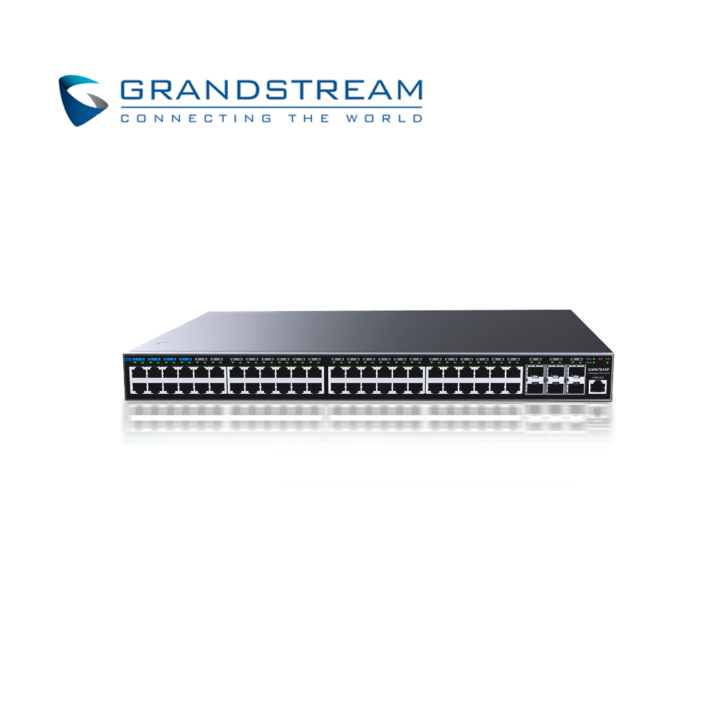 SWITCH ADMINISTRABLE POE+ CAPA 3 GRANDSTREAM GWN7816P / 48 PUERTOS 10/100/1,000MBPS / 6 PUERTOS SFP+ 10GIGABIT / 48 PUERTOS 802.3AF/AT/BT / QOS AVANZADO / VLAN / ROUTING IPV4/IPV6 / ARP / FILTRADO MAC / TACACS+ / STACKING HASTA 16 / ADMINISTRACION GWN CLOUD