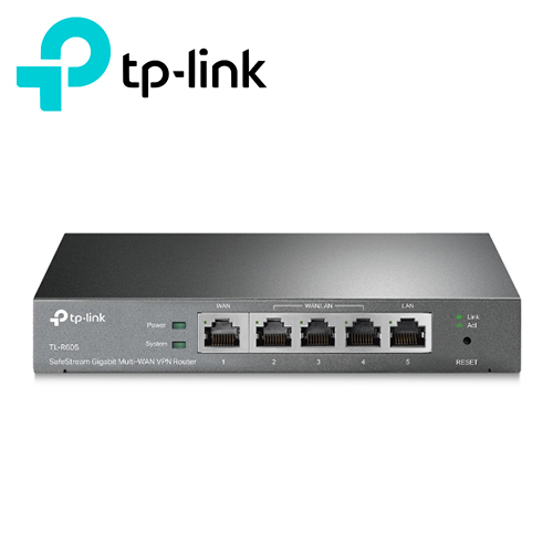ROUTER VPN TP-LINK ER605 GESTIÓN CENTRALIZADA OMADA SDN 5 PUERTOS GIGABIT HASTA 3 PUERTOS WAN VPN ALTAMENTE SEGURA HASTA 20 X IPSEC LAN A LAN 16 X OPEN VPN 16 X L2TP 16 X PPTP VPN 25000 SESIONES CONCURRENTES BALANCEO DE CARGA FIREWALL