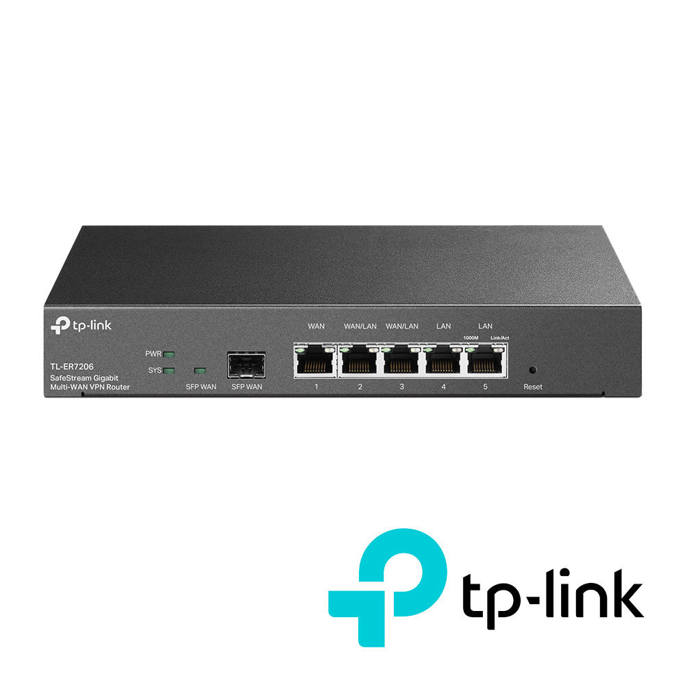 ROUTER VPN TP-LINK TL-ER7206 INTEGRADO EN OMADA SDN, ADMINISTRACIÓN CENTRALIZADA, 1 PUERTO WAN FIBRA ÓPTICA SFP GIGABIT,  1 PUERTO WAN GIGABIT FIJO, 2 PUERTOS LAN GIGABIT RJ45 FIJO, 2 PUERTOS GIGABIT WAN/LAN INTERCAMBIABLES BALANCEO DE CARGA