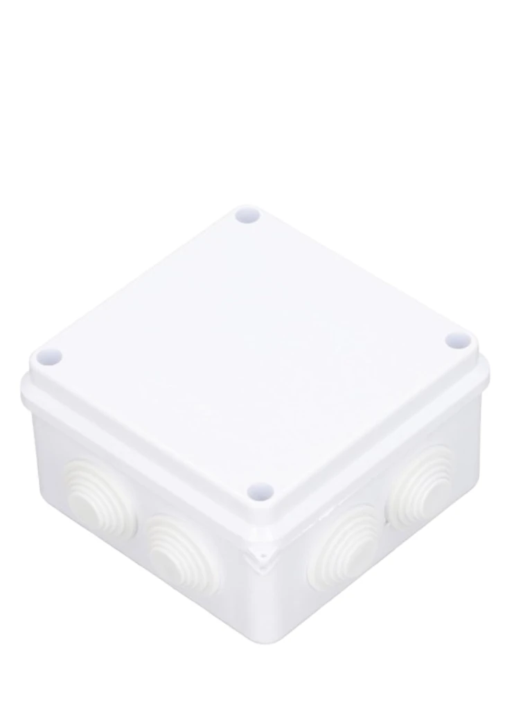 SAXXON PB100 - Caja de conexiones con 7 entradas / PVC libre de halógenos / Compatible con cámaras Bullet / Domo / Dimensiones 100 x 100 x 70 mm (Ancho x Alto x Fondo) / IP55