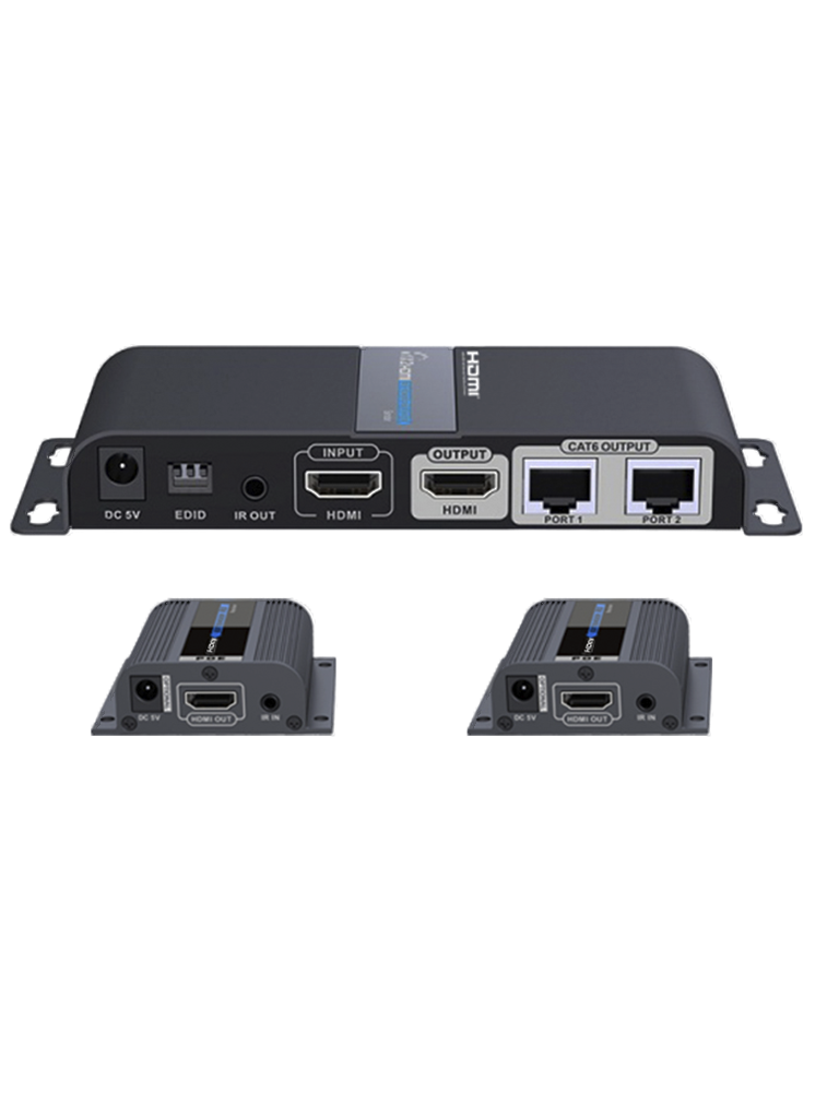 SAXXON LKV712PRO- Kit extensor HDMI de 2 Puertos/ Hasta 40 metros/ CAT6/ 6A/ 7/ Resolucion 1080p/ loop HDMI/ Transmisor IR/ Plug and play