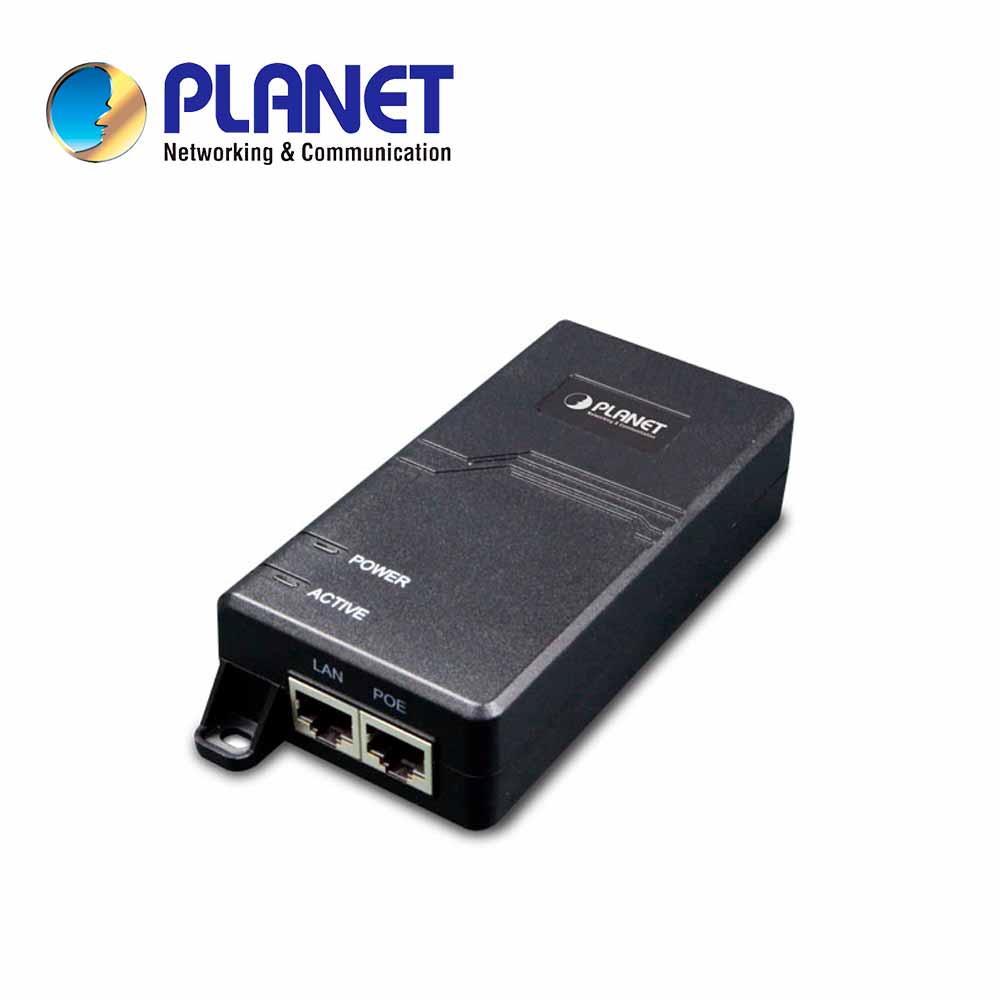 INYECTOR POE 802.3AF/AT POE-172 PLANET / 2 PUERTOS RJ45 10/100/1,000MPBS / CONSUMO DE 60W / HASTA 100 METROS