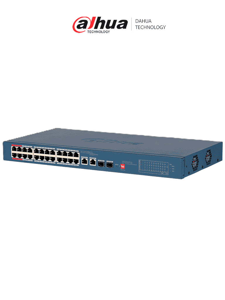 DAHUA DH-CS4220-16GT-190-V2 - Switch de 16 Puertos Gigabit PoE/ PoE inteligente/ Puerto Rojo de Hasta 90W/ 190W Totales/ 2 Puertos SFP/ PoE Watchdog/ switching de 40 Gbps/ Prot. Avanzada Contra Descargas/ Administrable a Través de DoLynk Care/