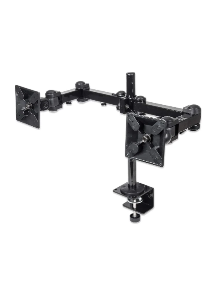 MANHATTAN - 420808 - Soporte para monitor, de escritorio, movimiento articulado, 2 pantallas planas de 13" a 24" máximo 6 kg cada uno / Soporta dos monitores, brazo con movimiento de dos puntos