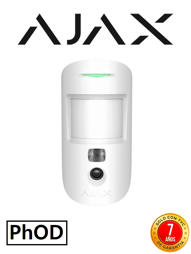 AJAX MotionCam W (PhOD) - Detector de movimiento con Verificación fotográfica y con la función de mandar imágenes sobre demanda. Color Blanco