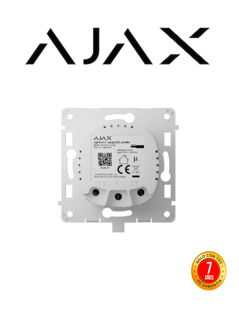 AJAX LightCore (1-Gang) - Interruptor sencillo modular para LightSwitch. Función inteligente de automatización. Conexión inalámbrica Jeweller