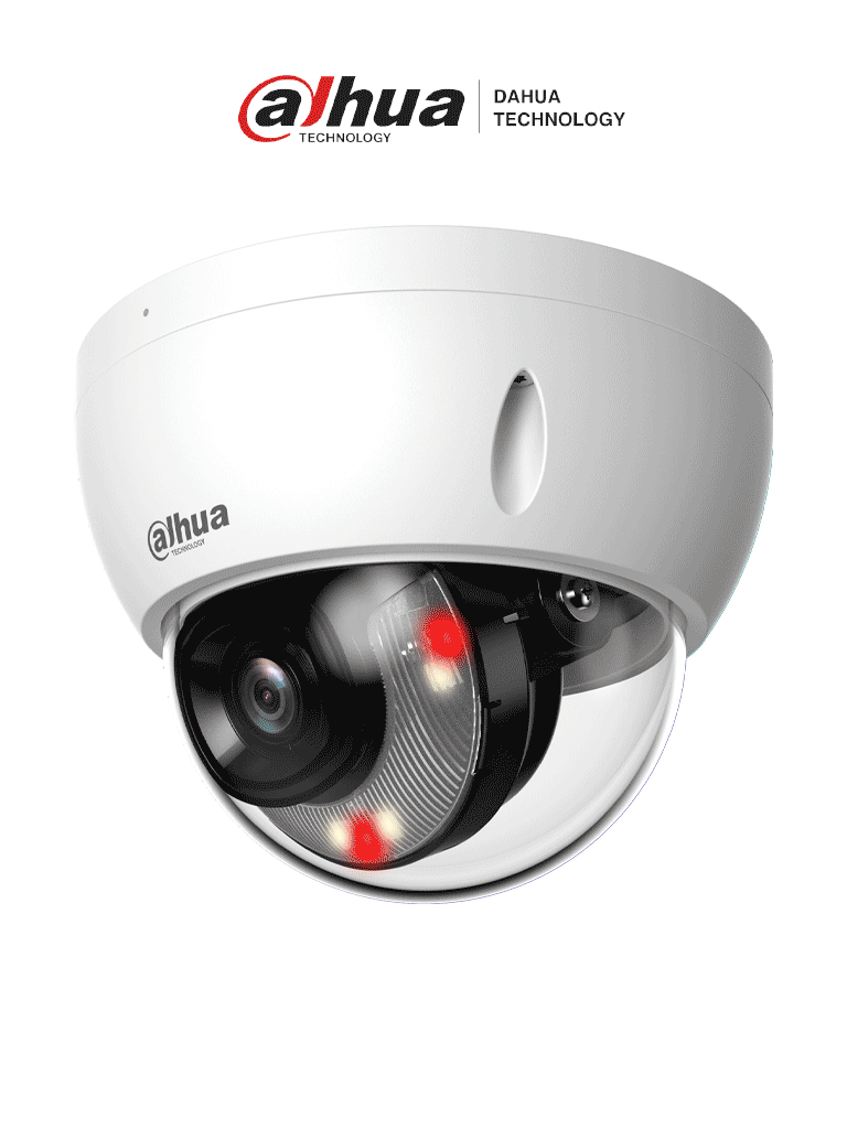 DAHUA DH-IPC-HDBW2649EP-S-IL - Camara IP Domo Antivandalica de 6 Megapixeles/ Lente de 2.8mm/ 30 Metros de Iluminador Dual Inteligente+Full Color/ SMD Plus/ Protección Perimetral avanzada/ Micrófono Integrado/ IP67/ IK10 Ranura para MicroSD/