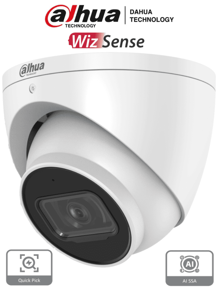 DAHUA IPC-HDW3441EM-S-S2  - Camara IP Domo de 4 Megapixeles con IA/ WizSense/ Lente de 2.8mm/ 102 Grados de Apertura/ Microfono Integrado/ IR de 50 Metros/ SMD 4.0/ AI SSA/ H.265+/ Ranura para MicroSD/ WDR Real de 120 dB/