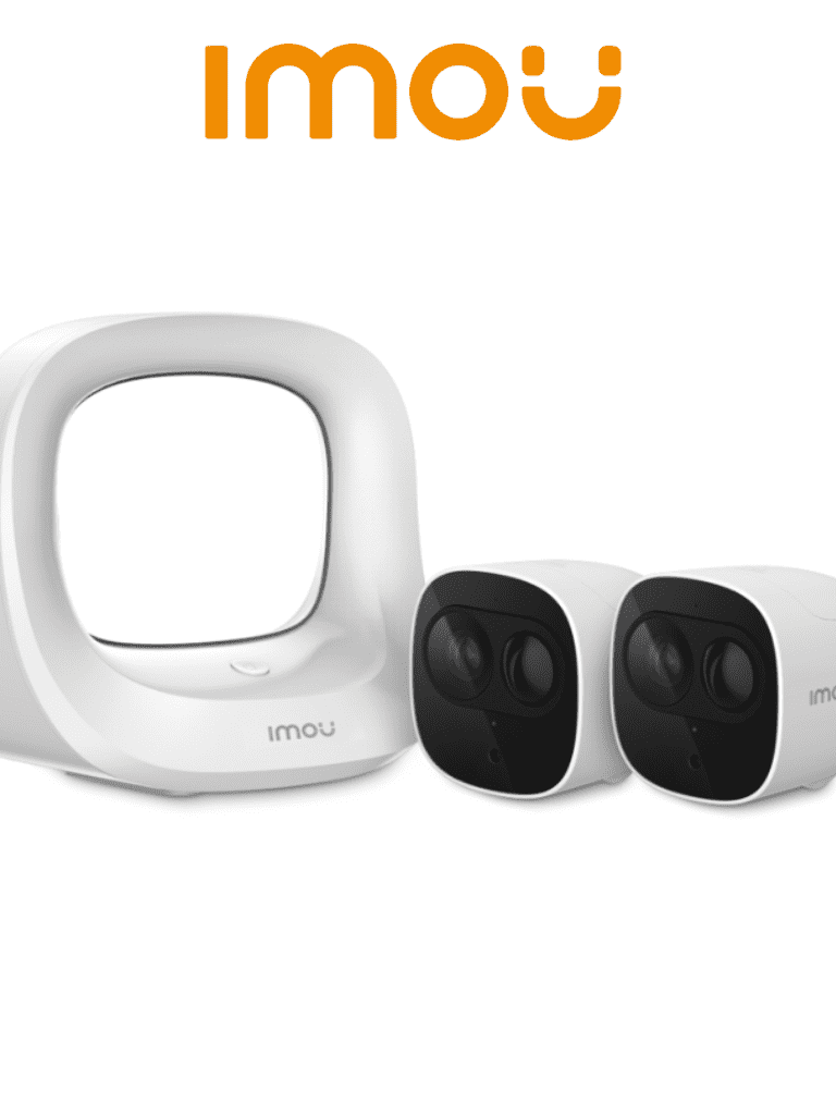 IMOU CELLPROKIT2 – 2 Cámaras 100% Libres de Cables +Estación Base/ Batería Recargable/ 2 Megapíxeles/ Audio Dos Vías/ Detector PIR Integrado/ IR de 10 Metros/ Compatible con Alexa y Asistente de Google/ Almacenamiento en Estación Base/ Wifi/