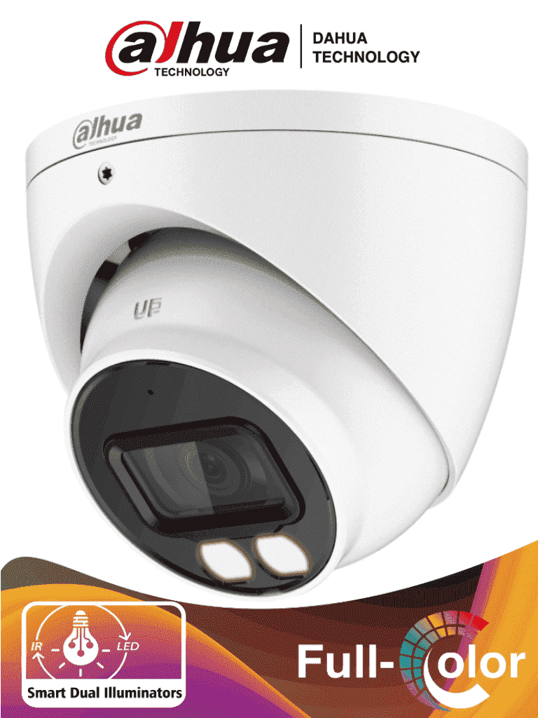 DAHUA HAC-HDW1239TN-IL-A-S2 - Camara Domo de 2 Megapixeles/ Iluminador Dual Inteligente+Full Color/ Lente de 2.8 mm/ 107 Grados/ Microfono Integrado/ WDR Real de 130 dB/ 40 Metros de Iluminación IR y Visible/ IP67/