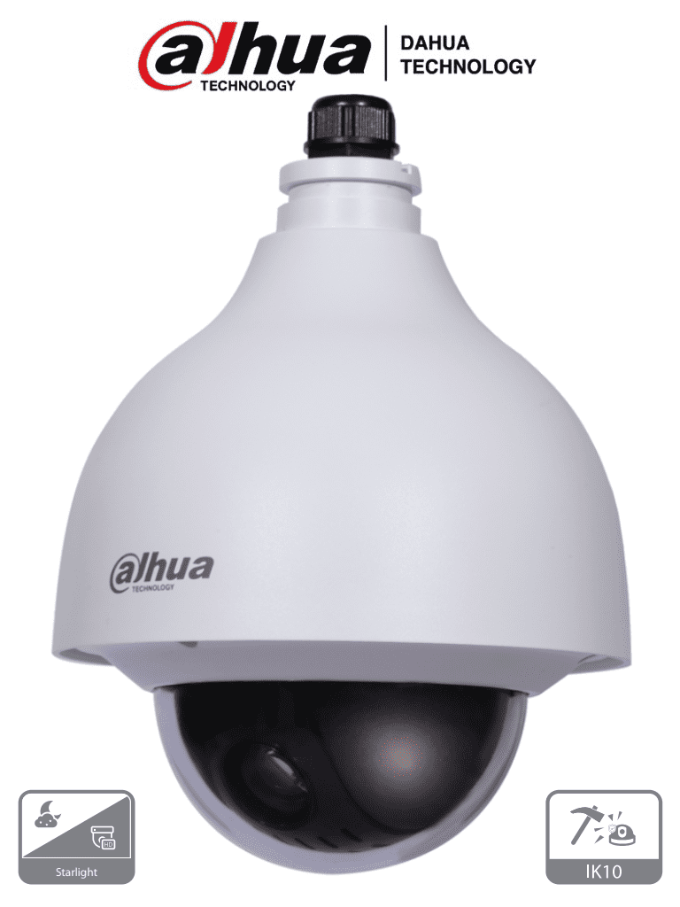 DAHUA SD40215N-HC-LA  - Cámara PTZ Antivandalica de 2 Megapixeles/ 15x de Zoom Optico/ Starlight/ WDR Real de 120 dB/ 3D DNR/ IK10/IP67/ 1 Entrada de Audio/ 2&1 E&S de Alarmas/ Soporta Formatos: CVI/TVI/AHD/CVBS