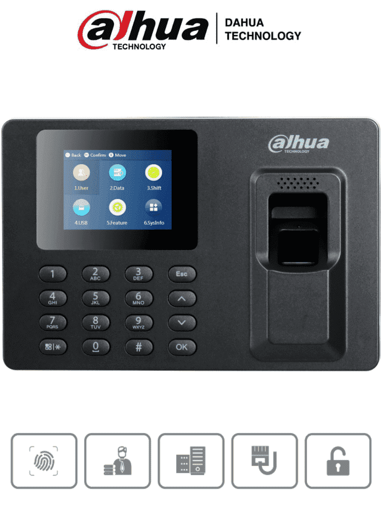 DAHUA DHIASA1222ES - Control de Asistencia con Huella Digital, Contraseña, Capacidad 1000 Usuarios, 100,000 Eventos, Comunicación TCP/IP