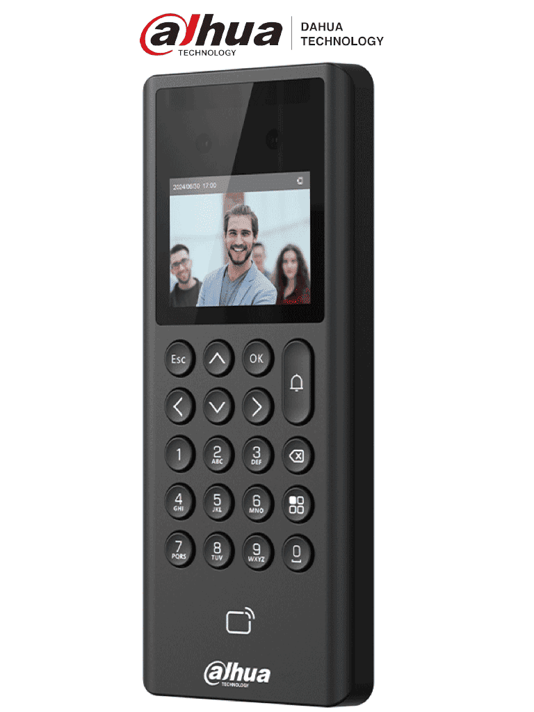 DAHUA ASI3203E - Control de Acceso y Asistencia con Reconocimiento Facial / Pantalla de 2.4" / 1,000 Rostros / 1,000  Usuarios / 1,000 Contraseñas /  3,000 tarjetas Mifare / Admite 50 administradores / 100,000 registros / Salida 12v 1A