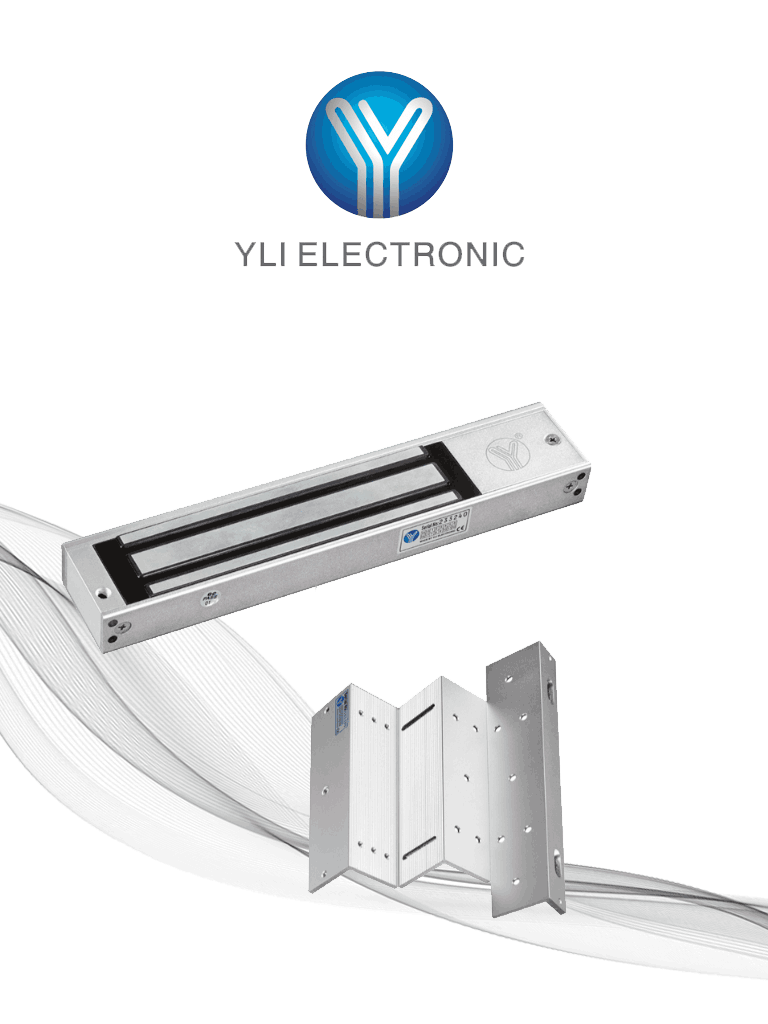 YLI YM180NLEDPACK - Paquete de Cerradura Magnética YM180NLED y Soporte de Fijación tipo ZL / Fuerza de Sujeción 180kg (350LB) / Para puertas de madera, vidrio y metálicas