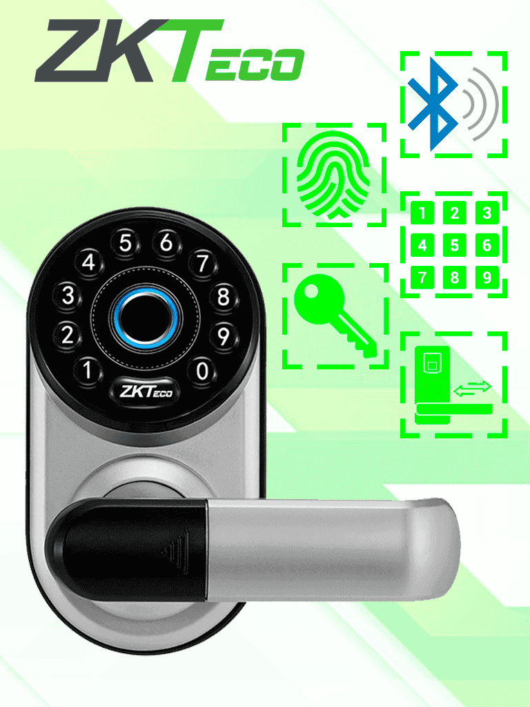 ZKTECO ML300 -  Cerradura Inteligente con Teclado y Verificación de Huella, Conectividad Bluetooth, Capacidad para 100 Usuarios, Compatible con la App Zsmart