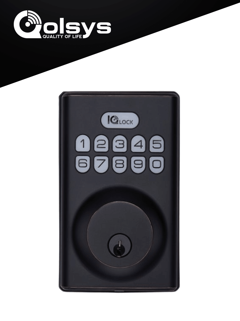 QOLSYS IQDLK-PGK-ORB Cerradura con botón pulsador - Cerradura Inteligente PowerG, color Bronce Antiguo (OIL-RUBBED BRONZE)