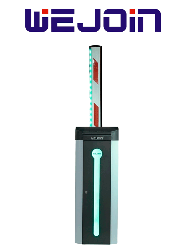 WEJOIN  WJCB120VFIL34LED - Barrera Vehicular Izquierda con Led / Alto flujo / Motor 24 VDC / Brazo Rectangular de 4 Metros / Velocidad 3 Segundos / Dirección Ajustable