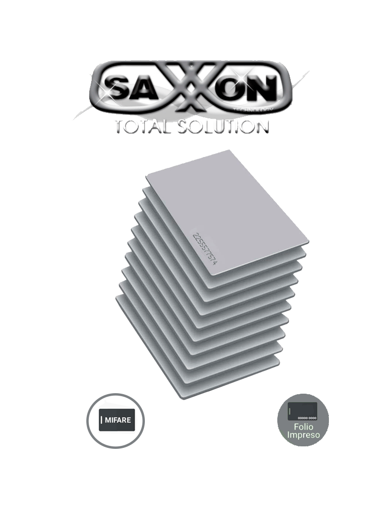 SAXXON SAXTHF01- Paquete de 10 TAG De PVC UHF pasivo / Compatible con Lectoras SAXR2656 & SAXR2657 / EPC GEN2 / Folio Impreso
