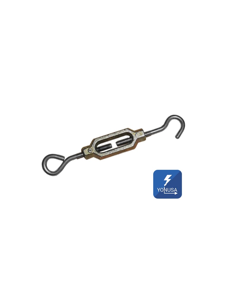 YONUSA TEN532Z - Tensor para líneas de cercas eléctricas YONUSA,  hechos de aleación de zinc, alta resistencia a la corrosión, armellas y gacho de alambre pulido calibre 10/ Resistencia de 70 Kg