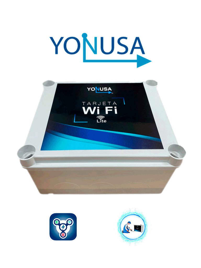 YONUSA MWFLITE - Módulo Wifi Lite compatible con energizadores NG Modular, NG Convencional, Alta Frecuencia Anti Plantas y Doble Zona, Uso con aplicación gratuita Yonusa Plus compatible con sistemas iOS y Android para notificaciones de eventos.