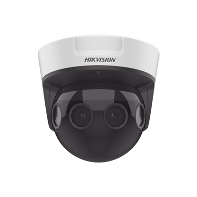 PanoVu Series / Vista Panorámica 180° / 32 Megapixel en Total / 4 Lentes 2.8 mm (4 Lentes 8 Megapixel) / 20 mts IR / Exterior IP67 / IK10 / 12 Vcc / PoE+ / Micro SD