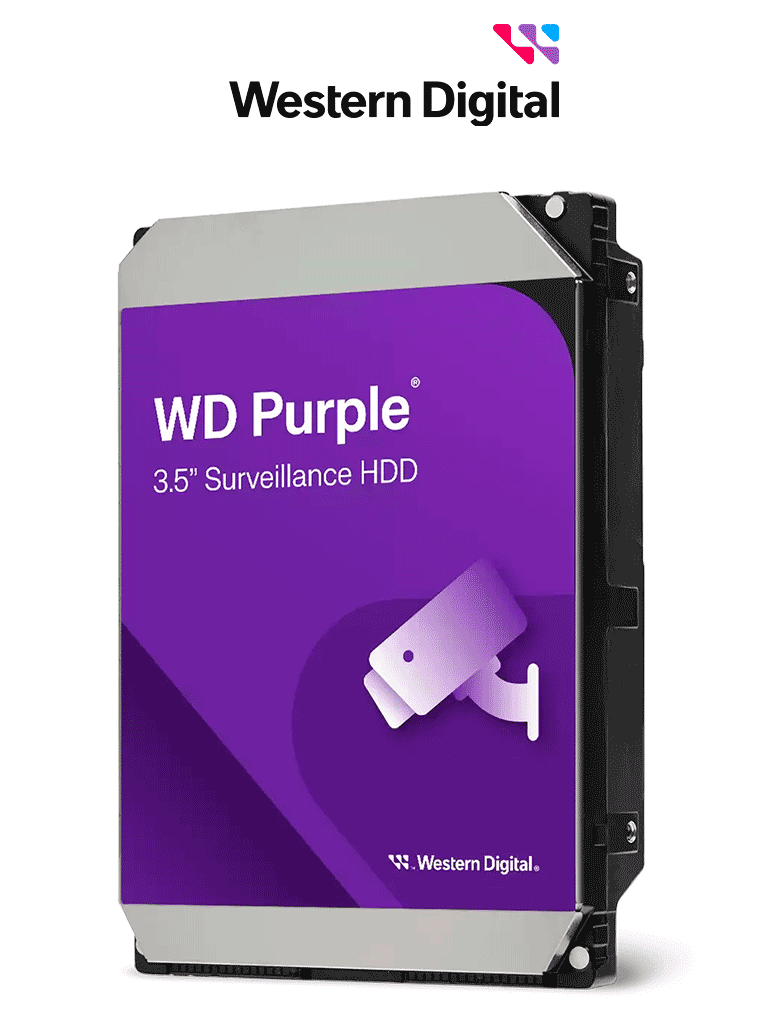 WESTERN DIGITAL WD102PURP -  Disco Duro de 10TB Purple PRO/ Especial para Videovigilancia con IA/ Tecnología IA AllFrame/ Interface: Sata 6 Gb/s / Cache 512 M / Hasta 64 Cámaras/ 32 Secuencias de IA para Análisis de Aprendizaje Profundo