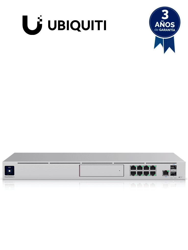 UBIQUITI UDM-PRO - UniFi Dream Machine Pro con 1 puerto WAN 10G SFP+, switch de 8 puertos Gigabit RJ45 y bahía para dis  duro de 3.5", en formato 1UR.