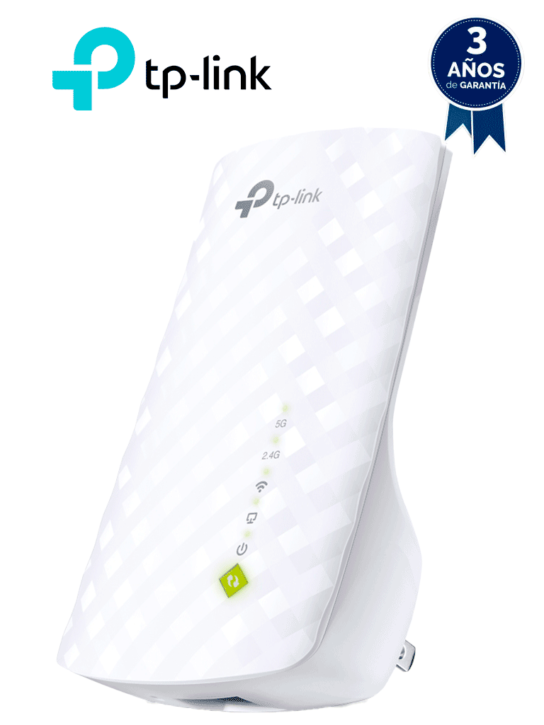 TP-LINK RE200 - Repetidor de WiFi doble banda AC750, soporta 802.11 b/g/n y 802.11ac, hasta 750 Mbps, con 1 puerto Ethernet (RJ45) 10/100 Mbps, 3 antenas internas para 2.4GHz y 5GHz.