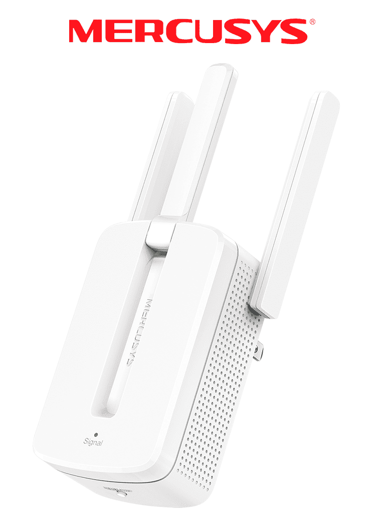 MERCUSYS MW300RE -Repetidor de cobertura WiFi N con tecnología MU-MIMO, velocidad de 300 Mbps en 2.4 GHz, 3 antenas externas y botón WPS.