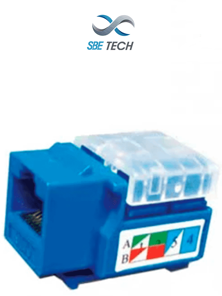 SBE TECH 2302BL- Módulo jack keystone RJ45, 8 hilos, CAT 5e, compatible con calibres AWG 22-26, color azul