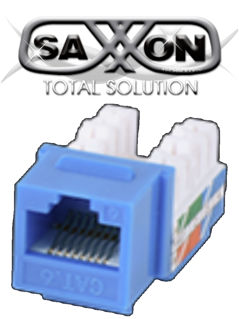SAXXON M2656B - Modulo jack keystone RJ45 / 8 Hilos / CAT 6 / Compatible con calibres  AWG 22-26 / Color azul