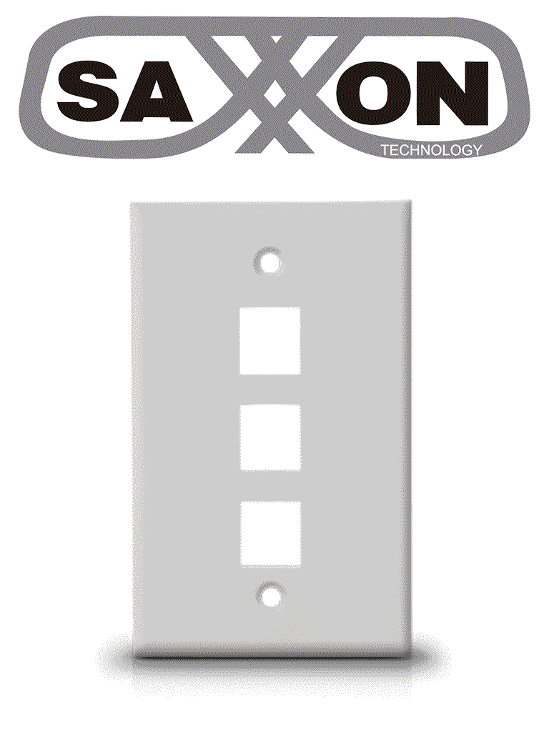 SAXXON A1753A - Placa de pared/ Vertical/ 3 Puertos tipo keystone/ Color blanco