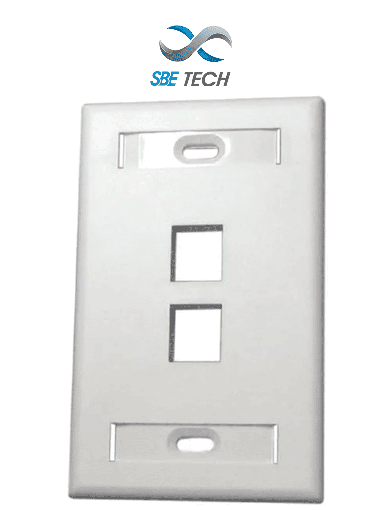 SBE TECH SBE-2517-2P-WT - Placa de pared de 2 puerto color blanco para conectores Jack rj 45  keystone