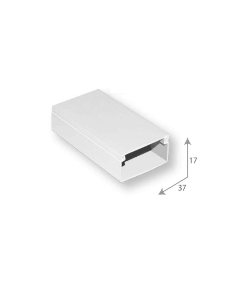 SBE TECH SEB-1737 - Canaleta plástica / PVC / Una vía / Alto 1.7 cm, Ancho 3.7 cm, Largo 2 metros