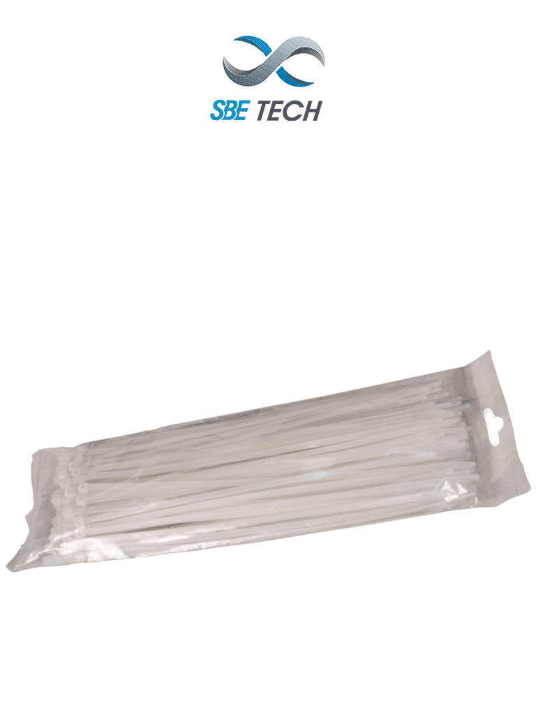 SBE TECH CN36X200 - Cincho sujetacable 3.6x200 mm color blanco, 100 piezas, nylo