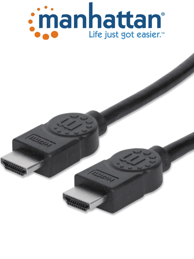 MANHATTAN 323246 - Cable HDMI de Alta Velocidad de 10 Metros/ Resolución 4k@30Hz/ Soporta 3D y Canal de Ethernet de 100 Mbps/ HDMI Macho a Macho/ Soporta Canal de Retorno de Audio (ARC)/ Blindado para Reducir Interferencia/