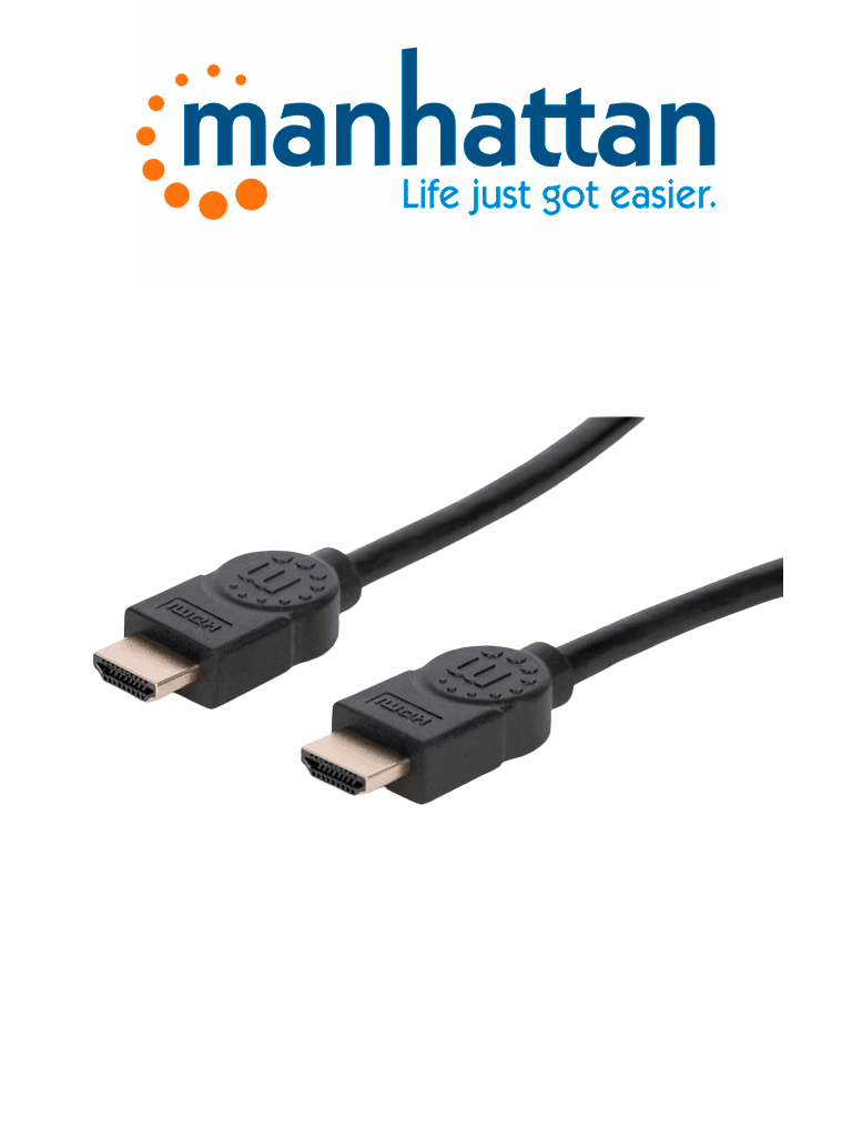 MANHATTAN 355353 - Cable HDMI de Alta Velocidad con Canal Ethernet, Versión Premium / 4K@60Hz UHD, HEC, ARC, 3D / ancho de banda de 18 Gbps / HDMI Macho a Macho, Blindado /3.0 m (3 ft.) / Negro