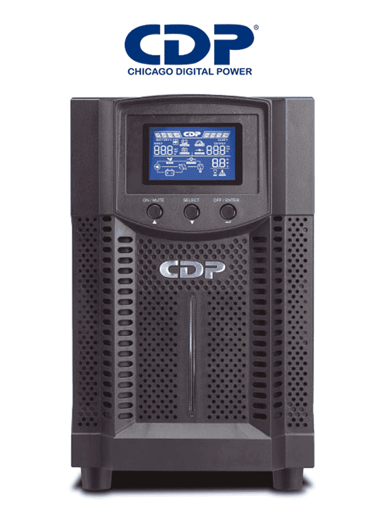 CDP UPO11-2 - UPS ONLINE de 2000VA / 1800W / 4 Terminales de salida / Baterias 12V a 9AH X 4 / Respaldo de 5min en carga completa