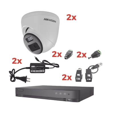 Kit Audio Bidireccional TurboHD 1080p / DVR 4 Canales / 2 Cámaras Eyeball (Exterior) con Bocina y Microfóno Integrado / 2 Fuentes de Poder / Accesorios