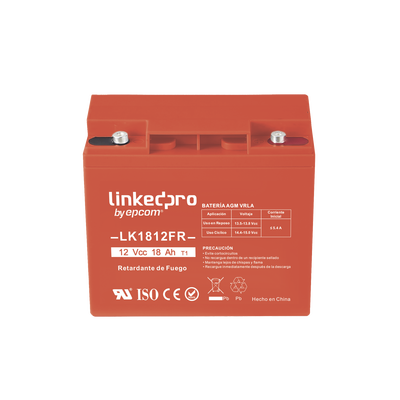 Batería 12 V / 18 Ah / UL / Tecnología AGM-VRLA / Vida útil promedio de 5 años / Retardante a la Flama / Para uso en equipo electrónico, Alarmas de Intrusión / Incendio/ Control de acceso / Video Vigilancia / Term