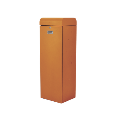 Barrera vehicular izquierda / Soporta brazo de hasta 3 m / Apertura en 1.5 s / Final de carrera ajustable por programación / Movimiento fluido / Diseño elegante color naranja