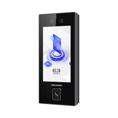 Terminal Facial Min Moe con BOTON DE LLAMADA FÍSICO / 3000 Rostros / Pantalla 4.5" / Administrable en la Nube con Hik-Connect Teams / Exterior IP65 / PoE / WiFi