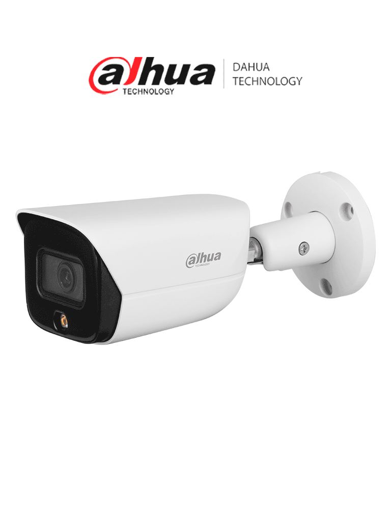 DAHUA DH-IPC- HFW3449E-AS-LED - Cámara IP 4MP/ Fullcolor/ 2.8mm/ WizSense/ SMD Plus/ Detección de humanos y vehículos/ Led Luz calida 30m/ Ranura MicroSD/ E&S de alarma/ IP67/ PoE