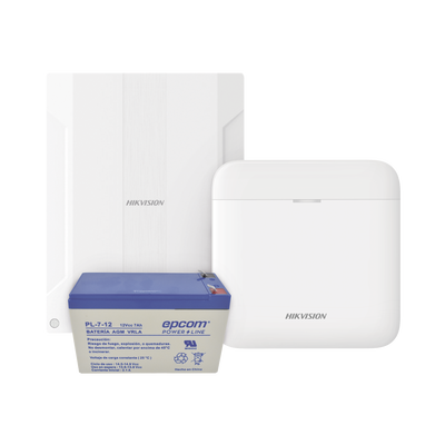 (AXPRO) KIT  de alarma AX PRO conversión de zonas cableadas a inalámbricas / Incluye: 1 Hub IP, Wifi y 3G/4G con Batería de respaldo/ 1 Expansor de 16 zonas cableadas / 1 Batería de respaldo 12Vcc a 7 Amp/ Compatible con Hik-Co