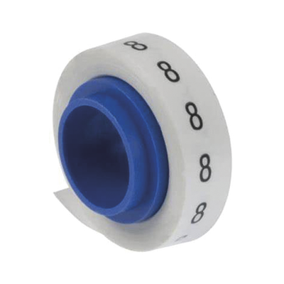 Rollo de Etiquetas Marcadoras, Pre-Impresos con el Número 8, de 2.4 metros, Color Blanco