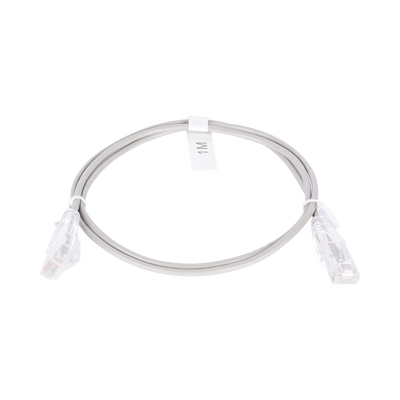 Cable de Parcheo Slim UTP Cat6 - 1 metro, Gris, Diámetro Reducido (28 AWG)