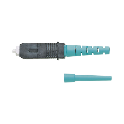 Conector de Fibra Óptica SC Simplex OptiCam, Multimodo 50/125 OM3/OM4, Pre-pulido, Color Aqua